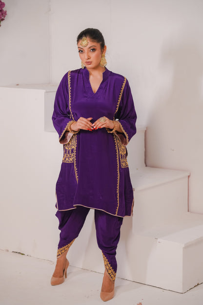 Purple Crepe Tilla Set