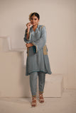 Blue Grey Crepe Tilla Set