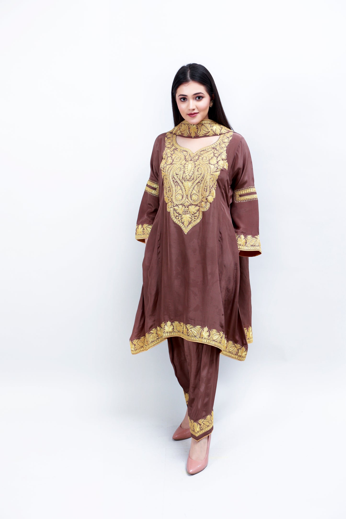 Werge Brown Crepe Tilla Suit