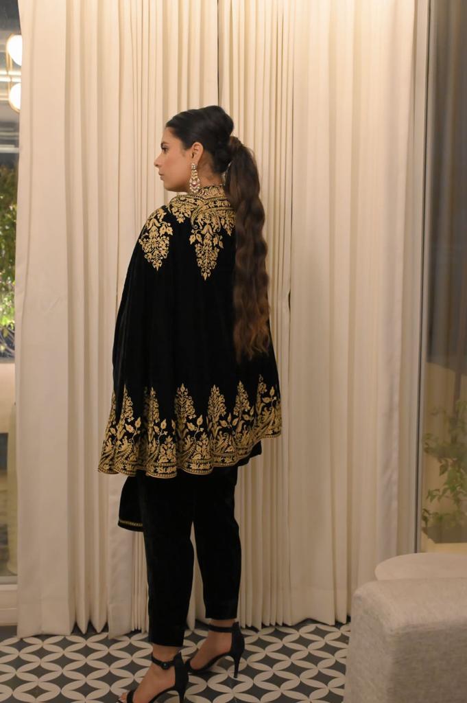 Black Velvet Cape 3pc Set