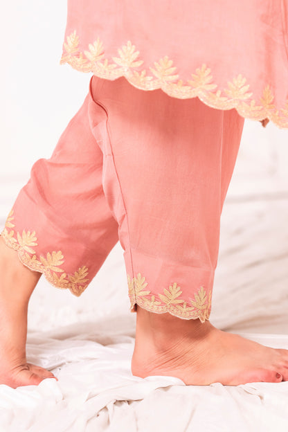 Pink Crepe Aari Phiran Suit
