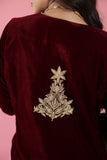 Maroon Velvet phiran suit