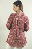 Pastel maroon all over embroidered shirt