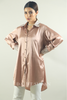 Pink Satin collar cuff embroidered shirt