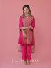 Magenta Pink crepe phiran suit with tilla aari embroidery