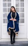 Royal Blue Velvet Cape with Aari Embroidery