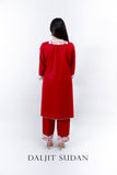 Cranberry Red Cotton Phiran and Pant