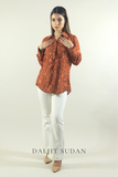 Rust all over embroidered shirt