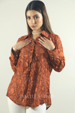 Rust all over embroidered shirt